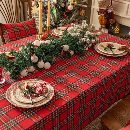 Plaid Tablecloth – Red and Green Christmas Rectangle & Square Table Cloth for Home, Living Room, and Party Decoration - Home Fads 