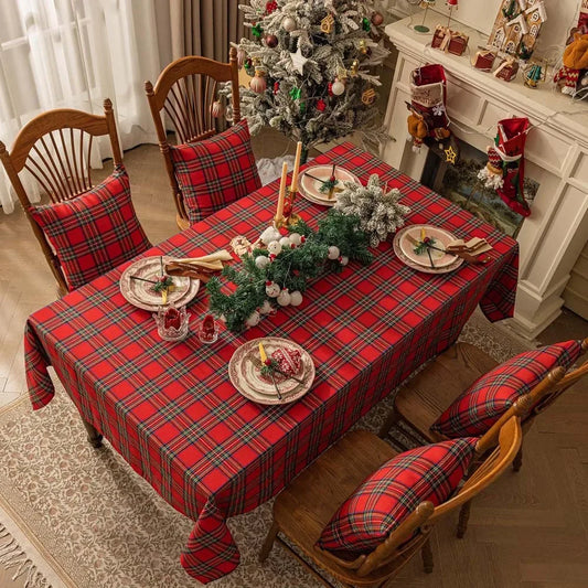 Plaid Tablecloth – Red and Green Christmas Rectangle & Square Table Cloth for Home, Living Room, and Party Decoration - Home Fads 