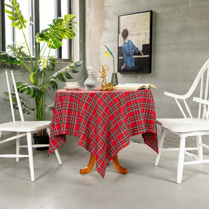 Plaid Tablecloth – Red and Green Christmas Rectangle & Square Table Cloth for Home, Living Room, and Party Decoration - Home Fads 