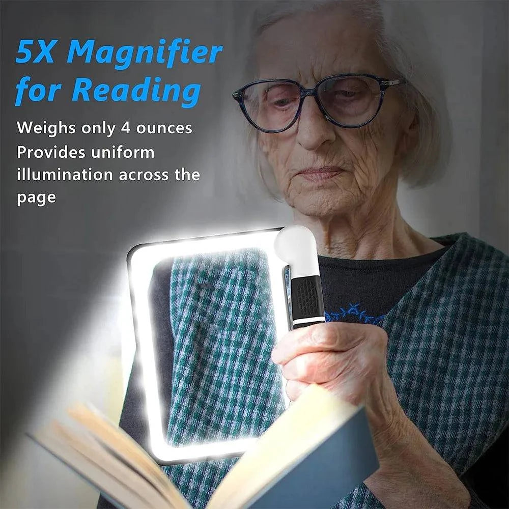 Portable 5X Handheld Illuminated Magnifier with 48 LEDs - Foldable Square Inspection Glass for Reading & Gifts, 20.8x16.5x2.5 cm (8.1x6.5x1 in) Folded - Home Fads 