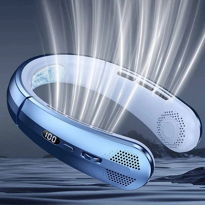 Portable Bladeless Neckband Fan with Digital Display - USB Rechargeable - Home Fads 