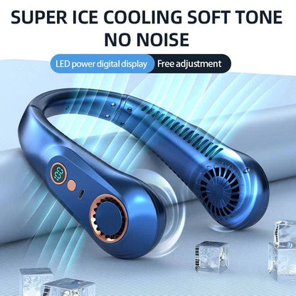 Portable Bladeless Neckband Fan with Digital Display - USB Rechargeable - Home Fads 