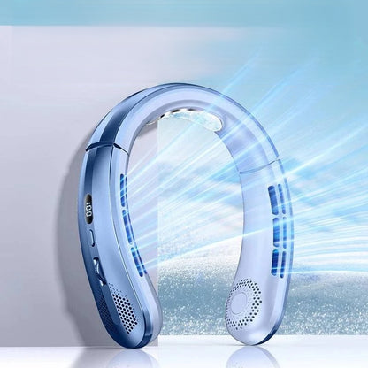 Portable Bladeless Neckband Fan with Digital Display - USB Rechargeable - Home Fads 