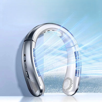 Portable Bladeless Neckband Fan with Digital Display - USB Rechargeable - Home Fads 