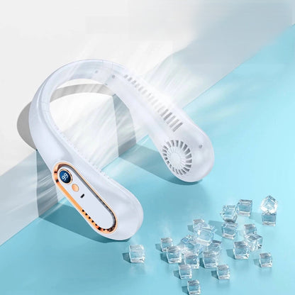Portable Bladeless Neckband Fan with Digital Display - USB Rechargeable - Home Fads 