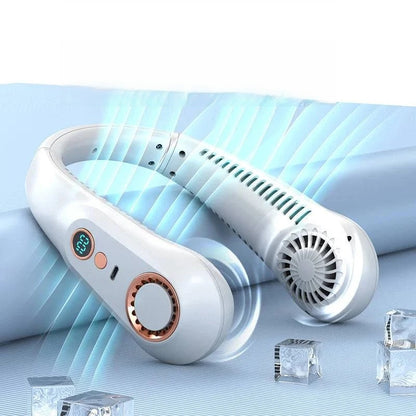 Portable Bladeless Neckband Fan with Digital Display - USB Rechargeable - Home Fads 