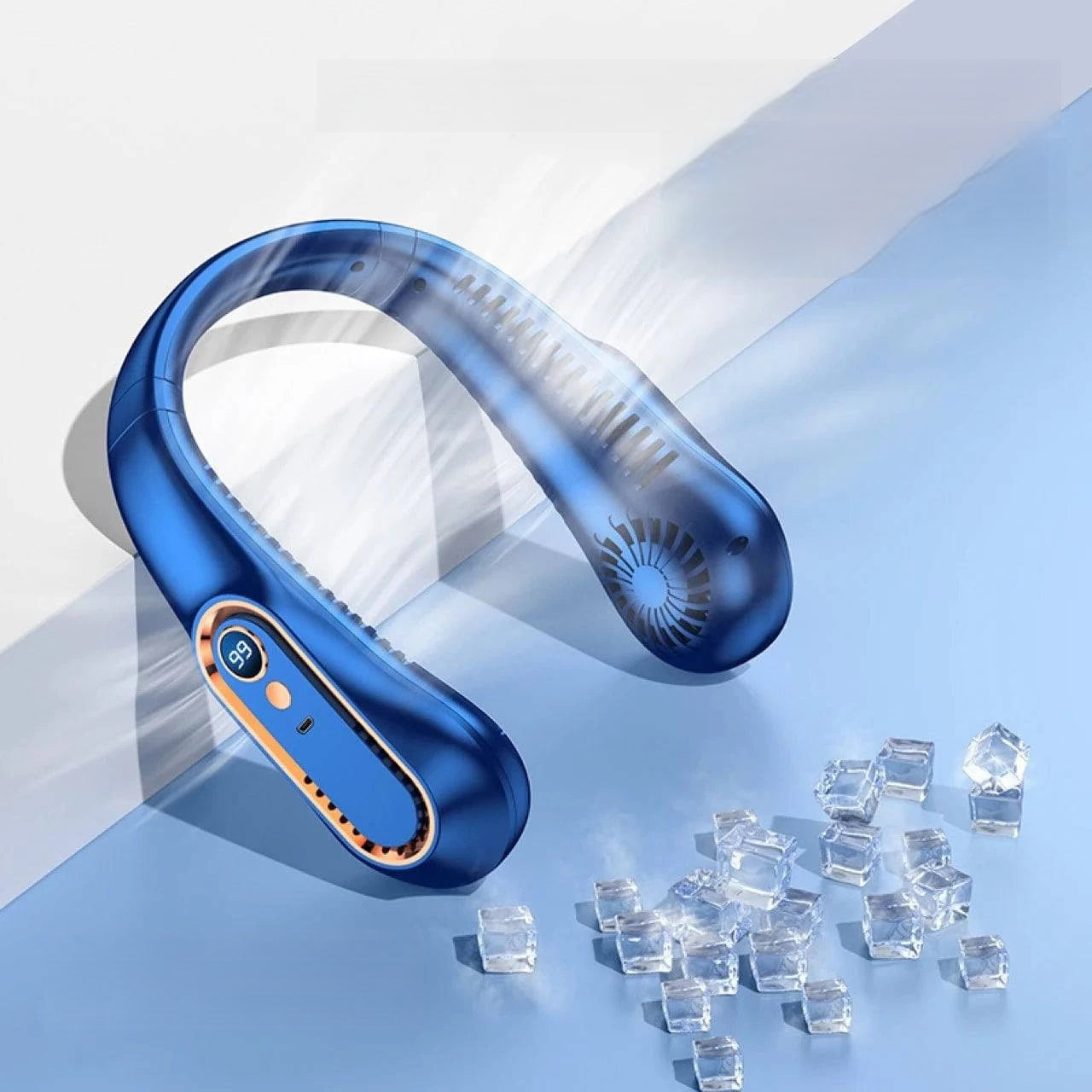 Portable Bladeless Neckband Fan with Digital Display - USB Rechargeable - Home Fads 