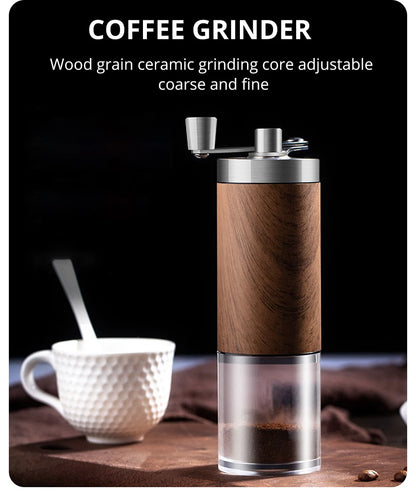 Portable Hand Coffee Grinder – Stainless Steel Manual Mill with Adjustable Coarseness & Wood Grain Design - Home Fads 