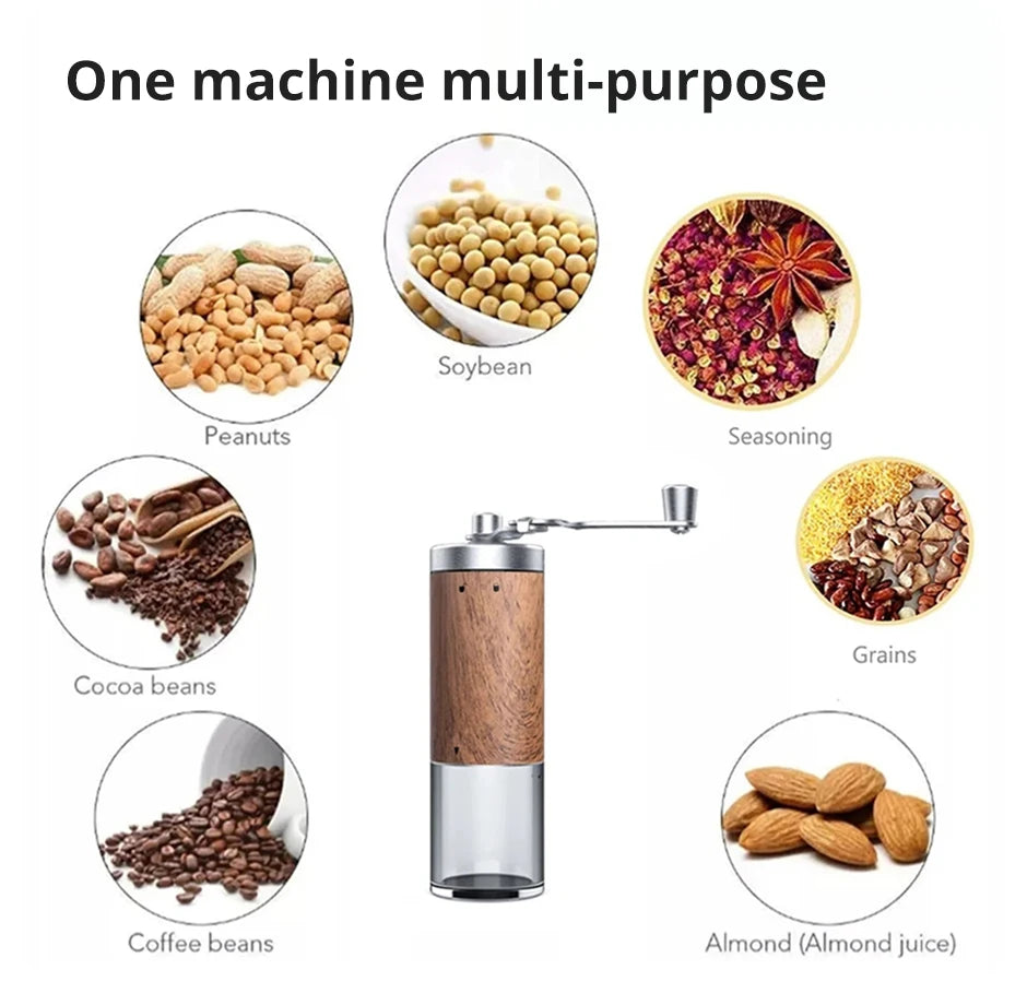 Portable Hand Coffee Grinder – Stainless Steel Manual Mill with Adjustable Coarseness & Wood Grain Design - Home Fads 