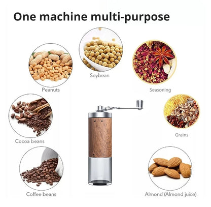 Portable Hand Coffee Grinder – Stainless Steel Manual Mill with Adjustable Coarseness & Wood Grain Design - Home Fads 