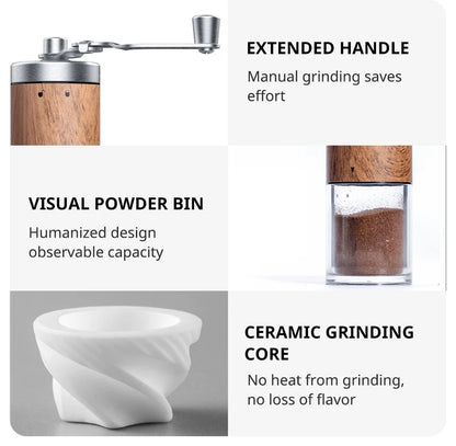 Portable Hand Coffee Grinder – Stainless Steel Manual Mill with Adjustable Coarseness & Wood Grain Design - Home Fads 