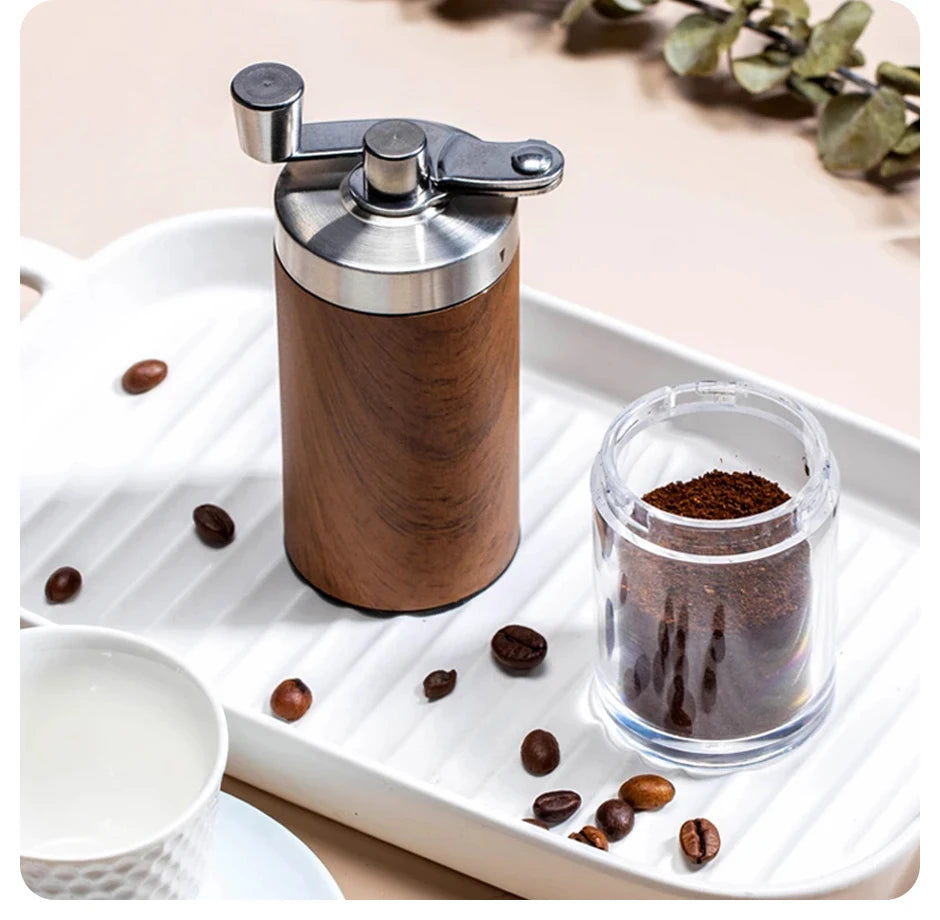 Portable Hand Coffee Grinder – Stainless Steel Manual Mill with Adjustable Coarseness & Wood Grain Design - Home Fads 