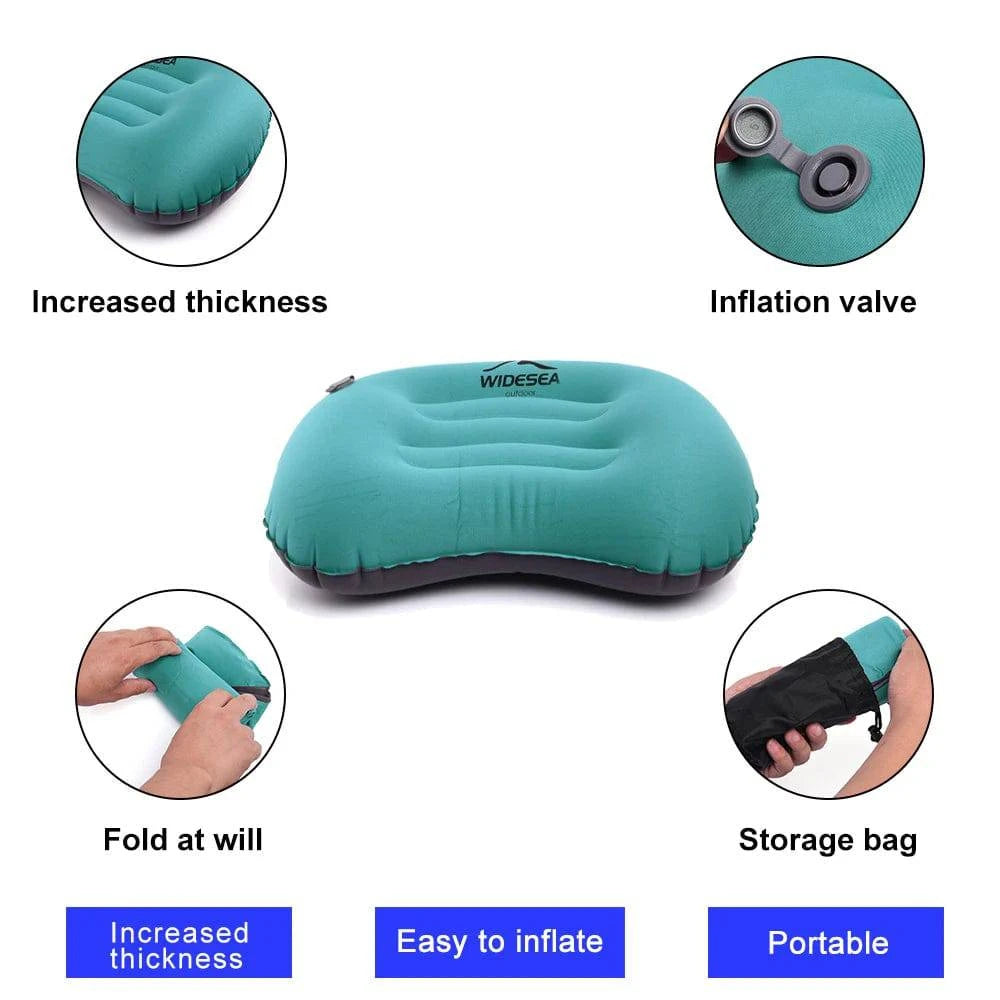 Portable Inflatable Camping Pillow - Compressible Air Cushion for Outdoor Sleeping Gear - Home Fads 