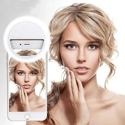 Portable LED Selfie Ring Light Clip-On Lamp - USB Rechargeable Flash Light for Smartphones - Home Fads 