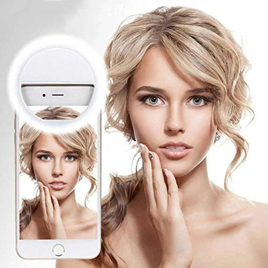 Portable LED Selfie Ring Light Clip-On Lamp - USB Rechargeable Flash Light for Smartphones - Home Fads 