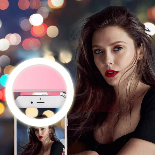 Portable LED Selfie Ring Light Clip-On Lamp - USB Rechargeable Flash Light for Smartphones - Home Fads 