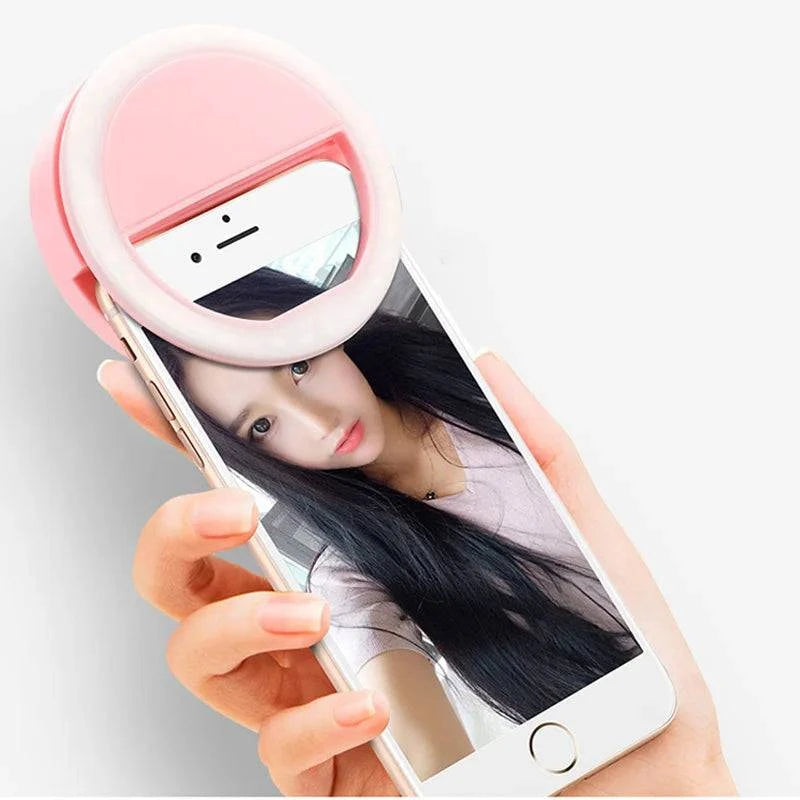 Portable LED Selfie Ring Light Clip-On Lamp - USB Rechargeable Flash Light for Smartphones - Home Fads 