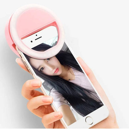 Portable LED Selfie Ring Light Clip-On Lamp - USB Rechargeable Flash Light for Smartphones - Home Fads 