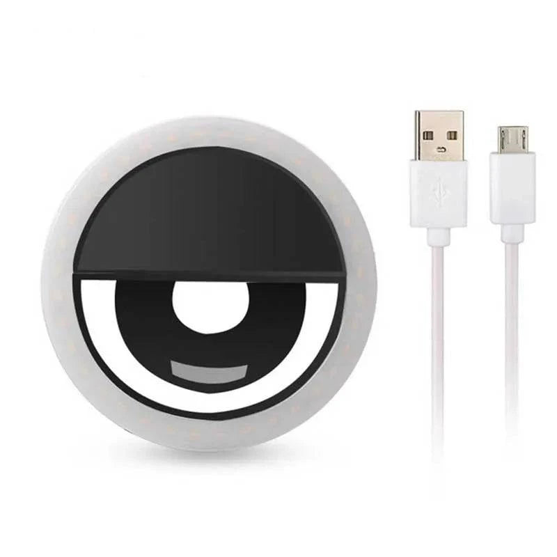 Portable LED Selfie Ring Light Clip-On Lamp - USB Rechargeable Flash Light for Smartphones - Home Fads 