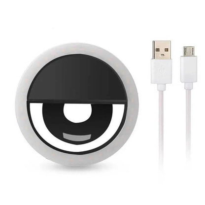 Portable LED Selfie Ring Light Clip-On Lamp - USB Rechargeable Flash Light for Smartphones - Home Fads 