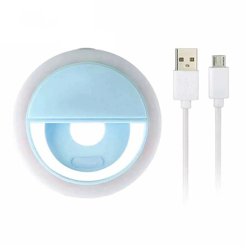 Portable LED Selfie Ring Light Clip-On Lamp - USB Rechargeable Flash Light for Smartphones - Home Fads 