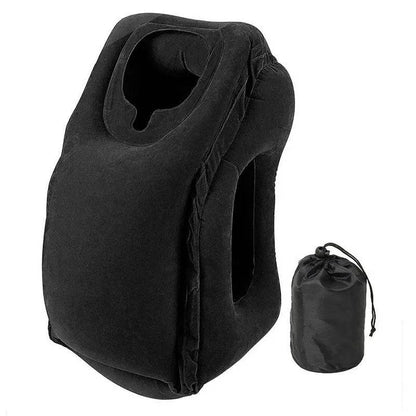 Portable PVC Inflatable Air Travel Pillow with Headrest and Chin Support - Home Fads 