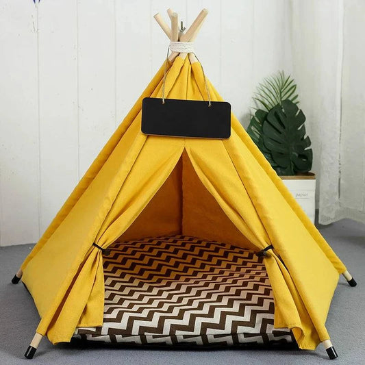 Portable Pet Teepee Tent for Small Dogs, Cats, and Rabbits with Washable Cushion and Accessories – Available in Small, Medium, and Large Sizes - Home Fads 