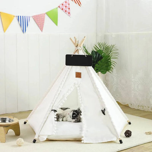 Portable Pet Teepee Tent for Small Dogs, Cats, and Rabbits with Washable Cushion and Accessories – Available in Small, Medium, and Large Sizes - Home Fads 