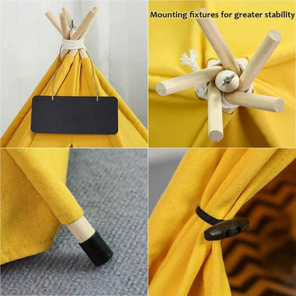 Portable Pet Teepee Tent for Small Dogs, Cats, and Rabbits with Washable Cushion and Accessories – Available in Small, Medium, and Large Sizes - Home Fads 