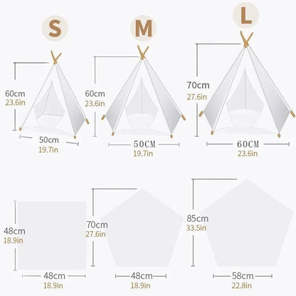 Portable Pet Teepee Tent for Small Dogs, Cats, and Rabbits with Washable Cushion and Accessories – Available in Small, Medium, and Large Sizes - Home Fads 