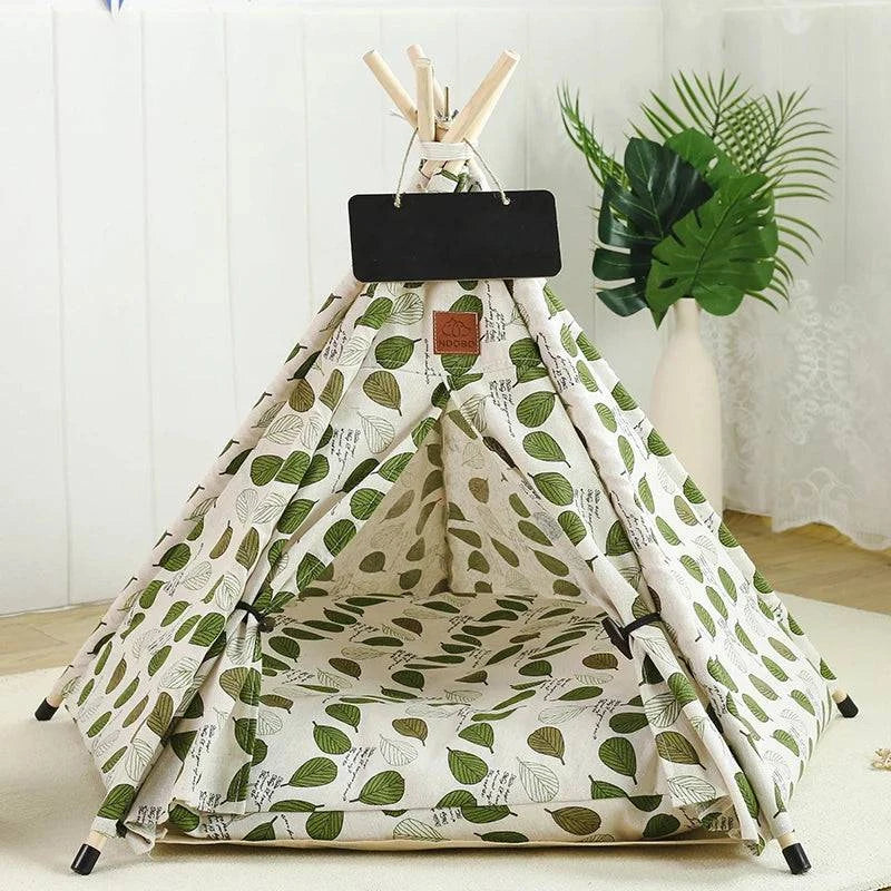 Portable Pet Teepee Tent for Small Dogs, Cats, and Rabbits with Washable Cushion and Accessories – Available in Small, Medium, and Large Sizes - Home Fads 