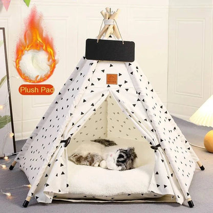 Portable Pet Teepee Tent for Small Dogs, Cats, and Rabbits with Washable Cushion and Accessories – Available in Small, Medium, and Large Sizes - Home Fads 