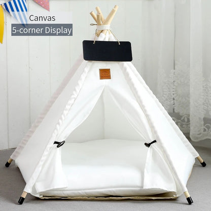 Portable Pet Teepee Tent for Small Dogs, Cats, and Rabbits with Washable Cushion and Accessories – Available in Small, Medium, and Large Sizes - Home Fads 