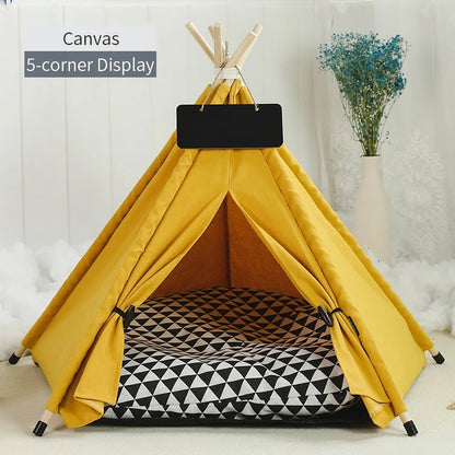 Portable Pet Teepee Tent for Small Dogs, Cats, and Rabbits with Washable Cushion and Accessories – Available in Small, Medium, and Large Sizes - Home Fads 