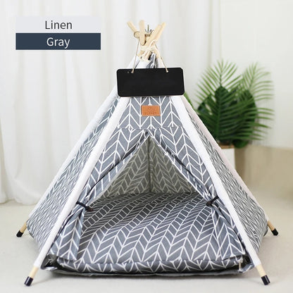 Portable Pet Teepee Tent for Small Dogs, Cats, and Rabbits with Washable Cushion and Accessories – Available in Small, Medium, and Large Sizes - Home Fads 