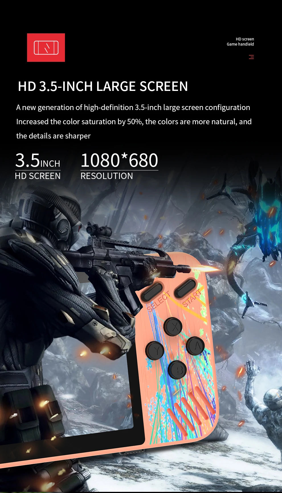 Portable Retro Handheld Gaming Console – 800 Classic Games, 3.5” HD Color Screen, 1080×680 Resolution - Home Fads 