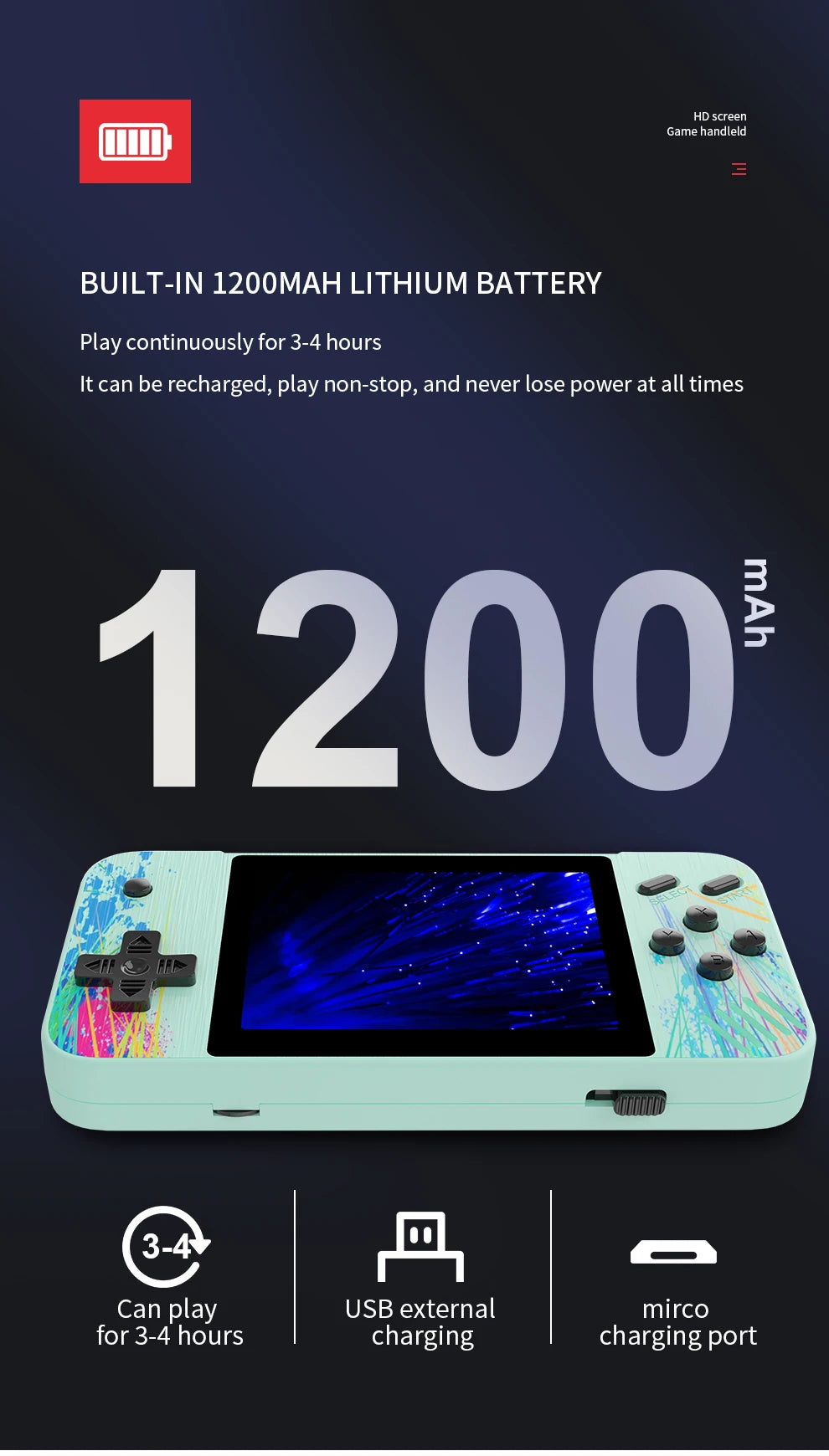 Portable Retro Handheld Gaming Console – 800 Classic Games, 3.5” HD Color Screen, 1080×680 Resolution - Home Fads 