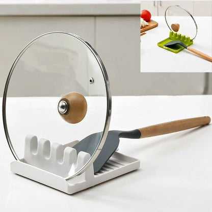 Pot Lid Holder – Non-Slip Kitchen Spoon Holder and Utensil Organizer – Plastic Rack for Spoons, Forks, Spatulas, Chopsticks, and Lids - Home Fads 