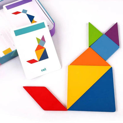 Premium 3D Wooden Animal Jigsaw Puzzle: Colorful Tangram Toy for Kids' Montessori Early Education and Sorting Games - Home Fads 