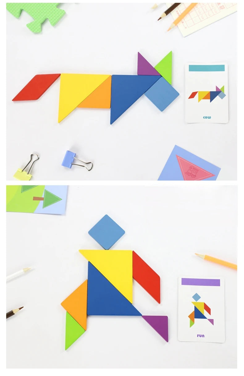 Premium 3D Wooden Animal Jigsaw Puzzle: Colorful Tangram Toy for Kids' Montessori Early Education and Sorting Games - Home Fads 