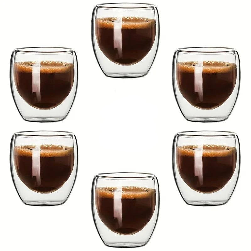 Premium Double Wall Insulated Glass Cup - Handmade Transparent Mug for Espresso, Tea, Whisky, Desserts (80ml, 250ml, 350ml, 450ml) - Home Fads 