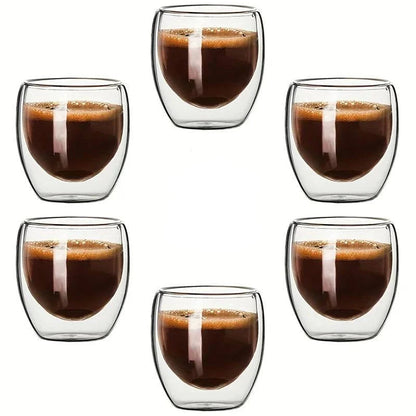 Premium Double Wall Insulated Glass Cup - Handmade Transparent Mug for Espresso, Tea, Whisky, Desserts (80ml, 250ml, 350ml, 450ml) - Home Fads 