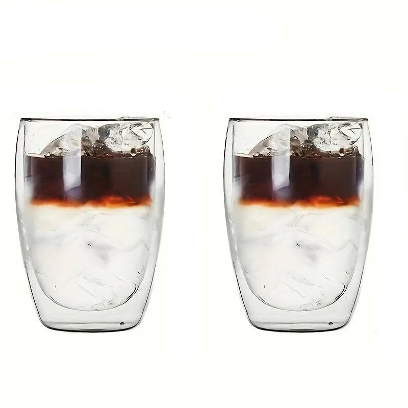 Premium Double Wall Insulated Glass Cup - Handmade Transparent Mug for Espresso, Tea, Whisky, Desserts (80ml, 250ml, 350ml, 450ml) - Home Fads 