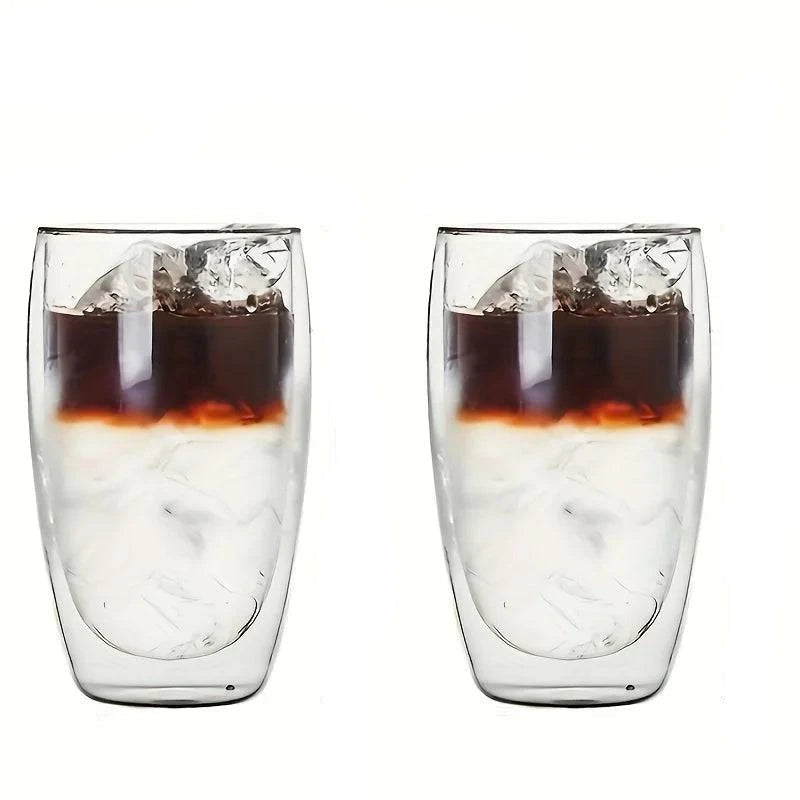 Premium Double Wall Insulated Glass Cup - Handmade Transparent Mug for Espresso, Tea, Whisky, Desserts (80ml, 250ml, 350ml, 450ml) - Home Fads 
