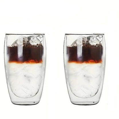 Premium Double Wall Insulated Glass Cup - Handmade Transparent Mug for Espresso, Tea, Whisky, Desserts (80ml, 250ml, 350ml, 450ml) - Home Fads 