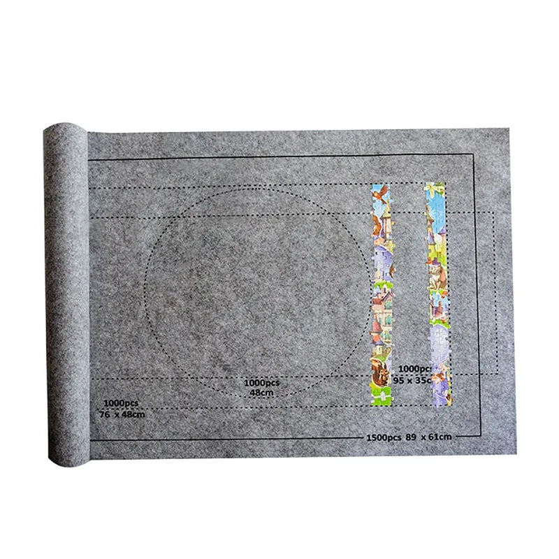 Premium Felt Jigsaw Puzzle Mat – Roll-Up Storage for Puzzles up to 1500 Pieces – Portable Organizer in Black & Gray for Home & Travel - Home Fads 