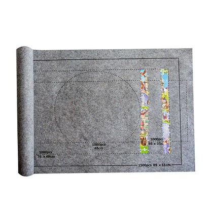 Premium Felt Jigsaw Puzzle Mat – Roll-Up Storage for Puzzles up to 1500 Pieces – Portable Organizer in Black & Gray for Home & Travel - Home Fads 