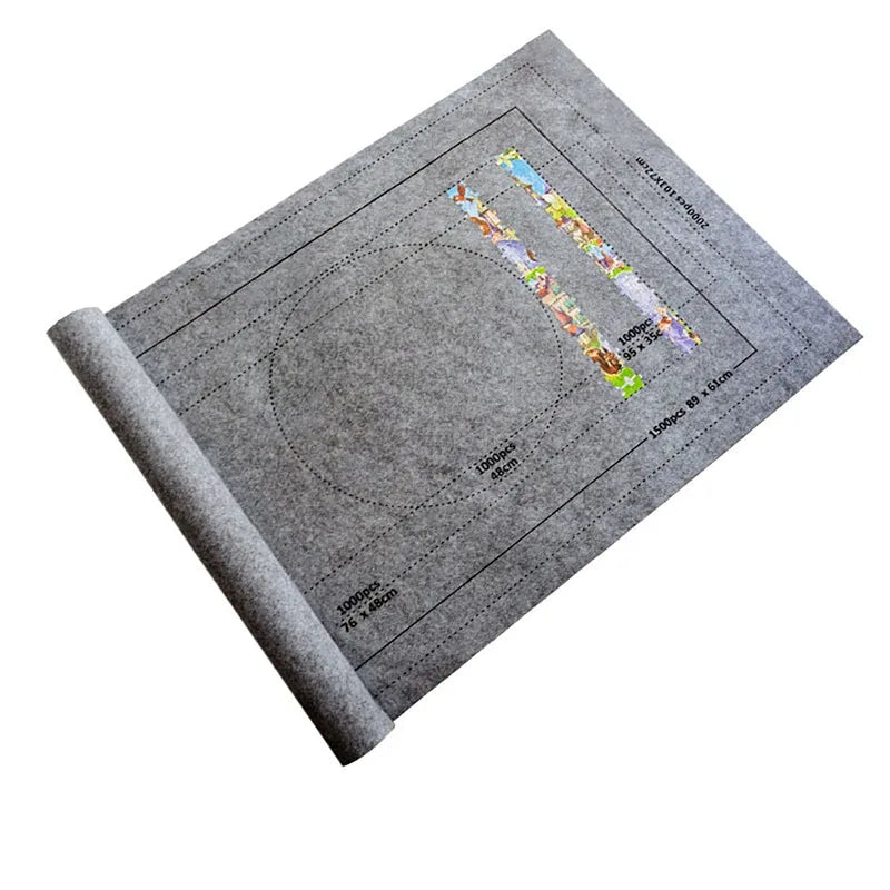 Premium Felt Jigsaw Puzzle Mat – Roll-Up Storage for Puzzles up to 1500 Pieces – Portable Organizer in Black & Gray for Home & Travel - Home Fads 