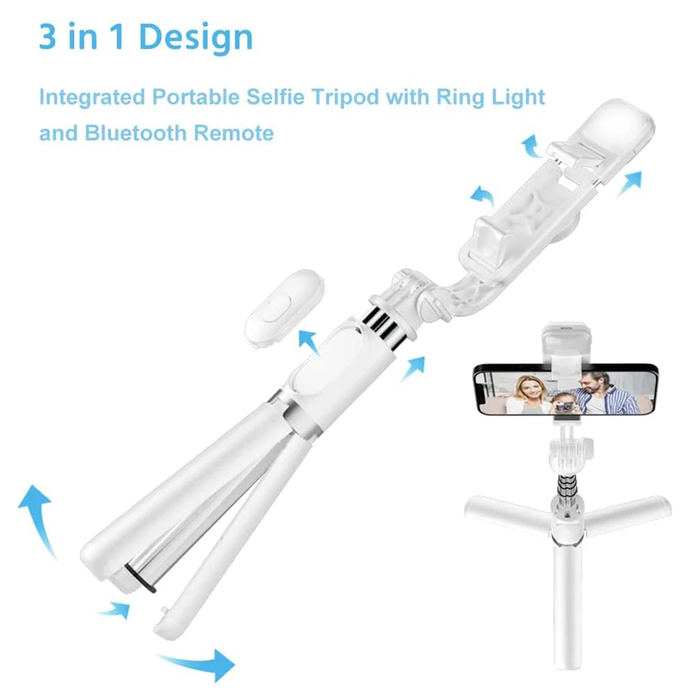 Premium Foldable Bluetooth Selfie Stick Tripod with Optional LED Fill Light, Remote Shutter Control for Android and iPhone Devices - Home Fads 