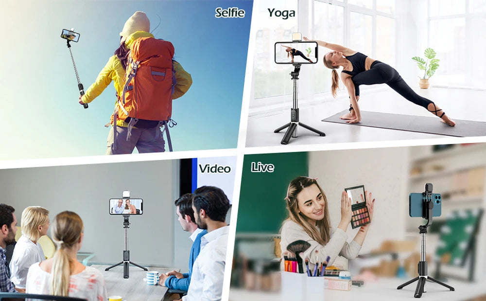Premium Foldable Bluetooth Selfie Stick Tripod with Optional LED Fill Light, Remote Shutter Control for Android and iPhone Devices - Home Fads 